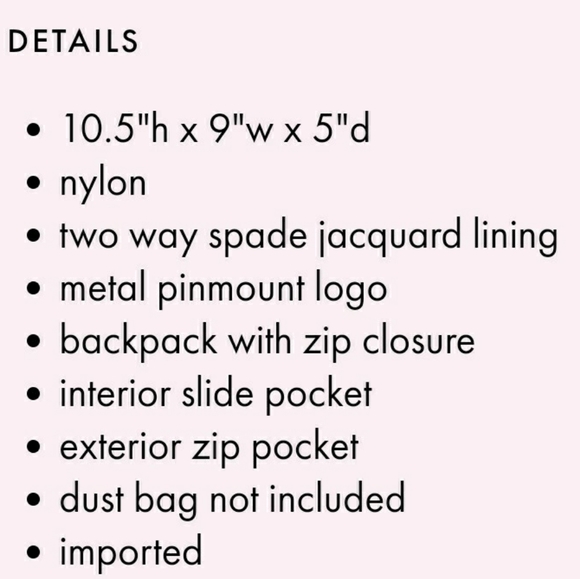 NWT Kate Spade Medium Backpack, Vintage, polka Dots - Picture 11 of 11